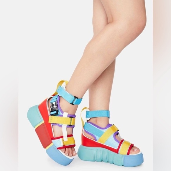 ANTHONY WANG Rainbow Cranberry Platform Sandals - Picture 1 of 13